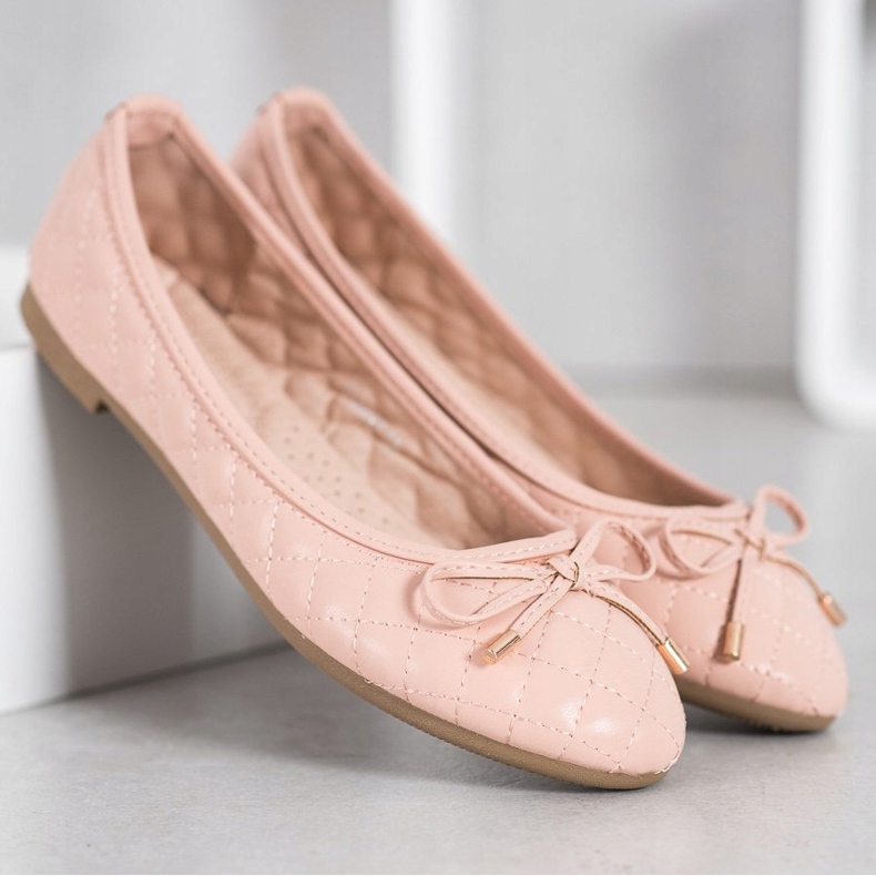 Diamantique Ballerines matelassées multicolore rose 1