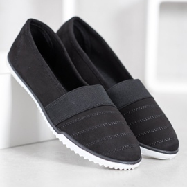 Bona Chaussures à enfiler en daim le noir 2