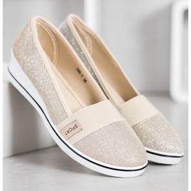 SDS Ballerines à enfiler à paillettes jaune 4