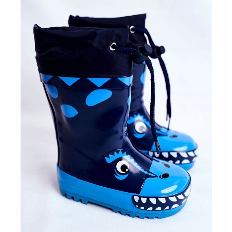 Apawwa Bottes de pluie en caoutchouc pour enfants Bleu Marine Mordeso Shark 1