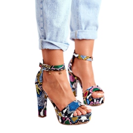 SEA Sandales à Talons Hauts Femme Serpent Coloré Figaro multicolore 1