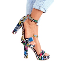 SEA Sandales à Talons Hauts Femme Serpent Coloré Figaro multicolore 2