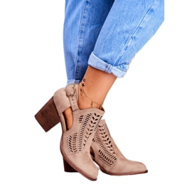 Bellucci Bottines Femme à Découpe Printemps Beige Velluci 1