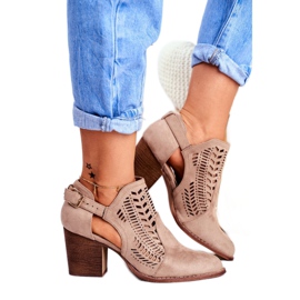 Bellucci Bottines Femme à Découpe Printemps Beige Velluci 2