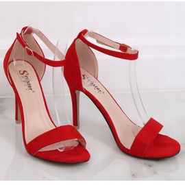 Red GG-86P Sandales rouges sur talon haut 1 Red GG-86P Sandales rouges sur talon haut 1