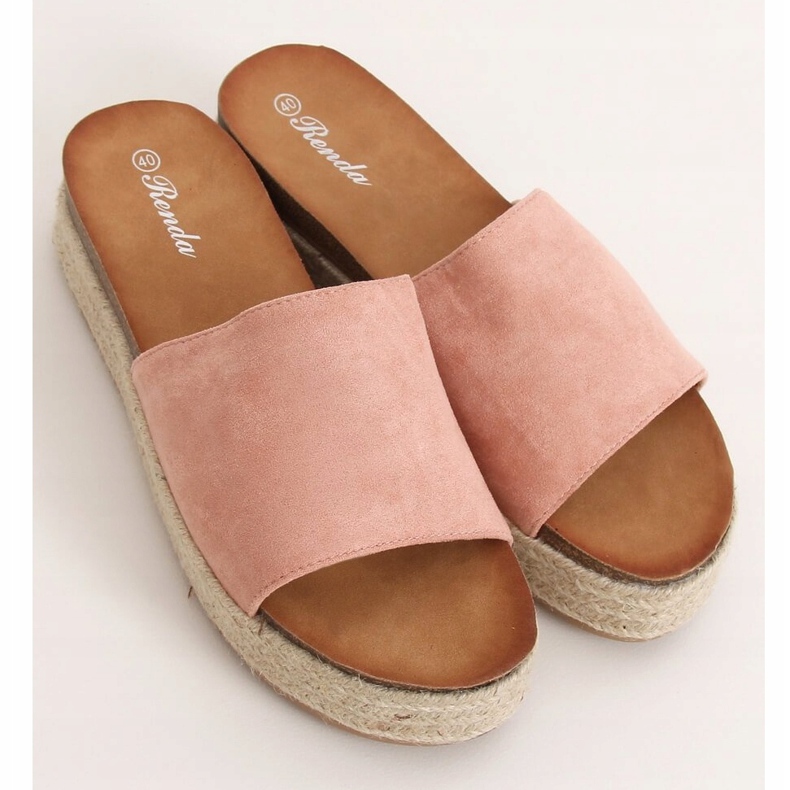 Chaussons espadrilles roses 10-215 Rose 1