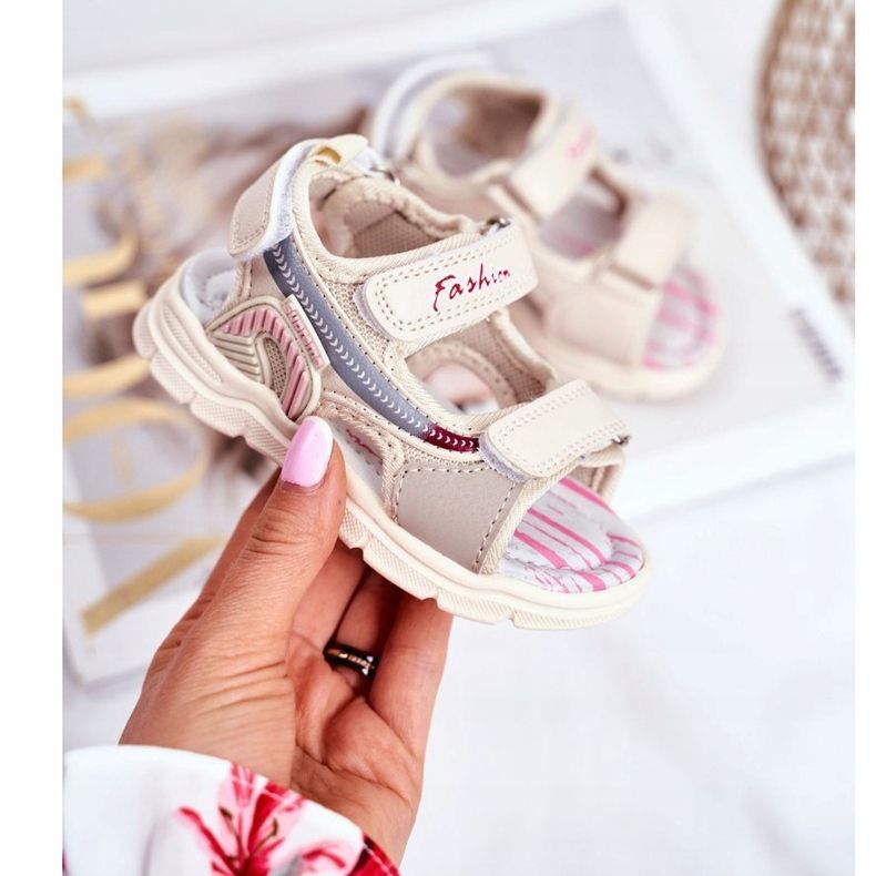 PL1 Sandales pour enfants avec velcro Beżowe Grobino beige 1