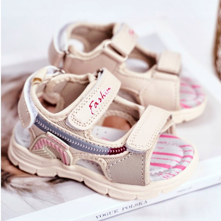 PL1 Sandales pour enfants avec velcro Beżowe Grobino beige 2