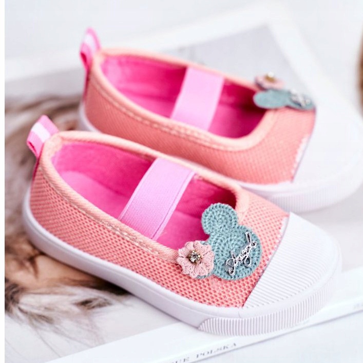 Le Scarpe Baskets enfant à Velcro Saumon Estienne rose 2