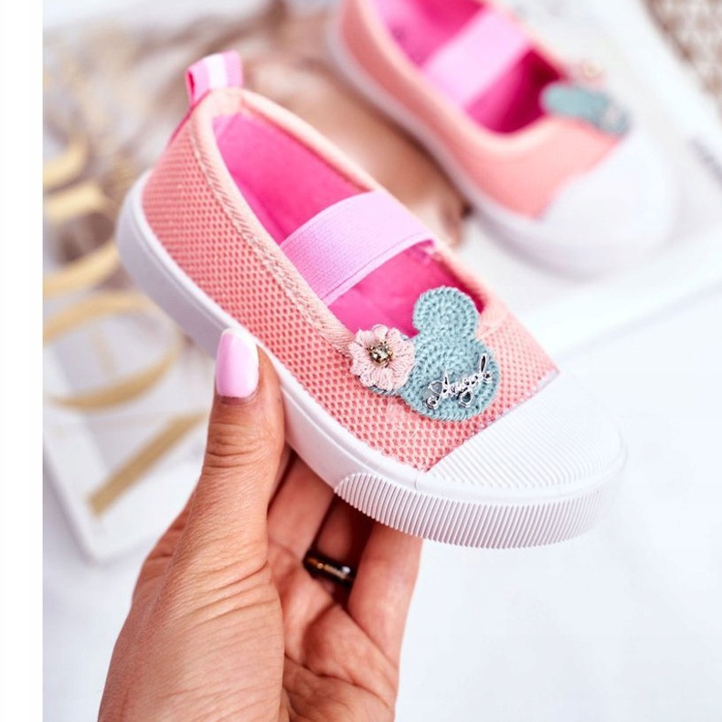 Le Scarpe Baskets enfant à Velcro Saumon Estienne rose 1