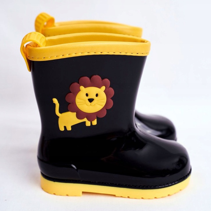 Galoches en caoutchouc noir pour enfants Lion 2