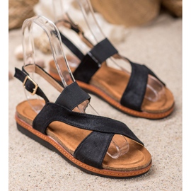SHELOVET Sandales confortables sur la plate-forme le noir 1