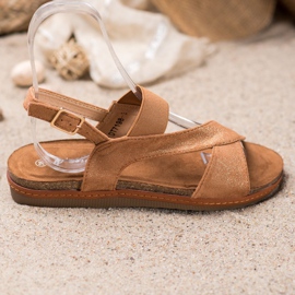 SHELOVET Sandales confortables à paillettes brun 2