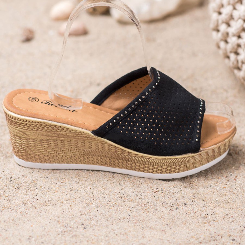 Renda Chaussons compensés ajourés noir 2