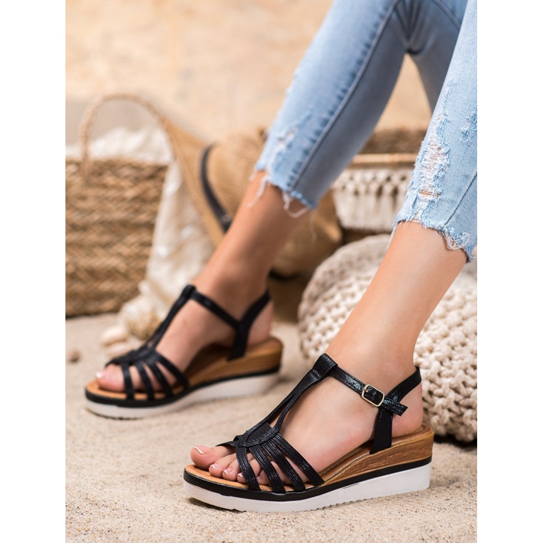 Mannika Sandales compensées confortables le noir 2