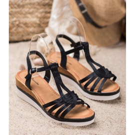 Mannika Sandales compensées confortables noir 1