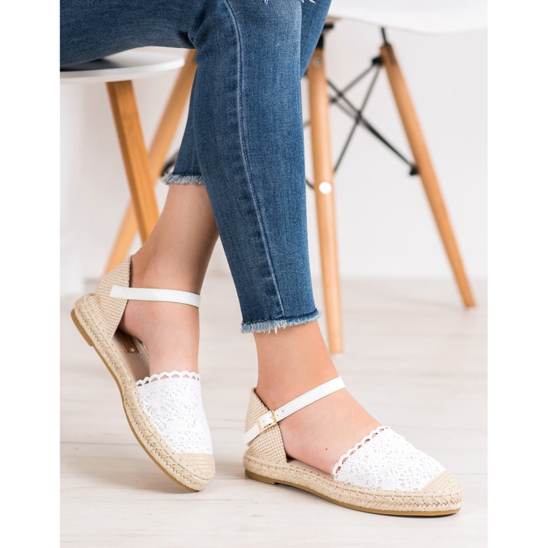 SHELOVET Espadrilles Blanches Avec Dentelle 2