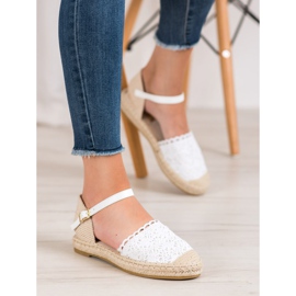 SHELOVET Espadrilles Blanches Avec Dentelle 1