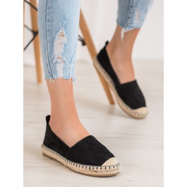 Anesia Paris Espadrilles confortables en daim le noir 5