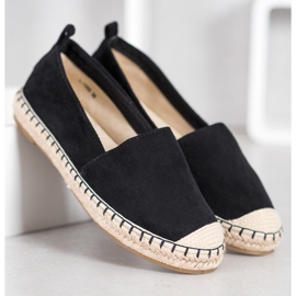 Anesia Paris Espadrilles confortables en daim le noir 2