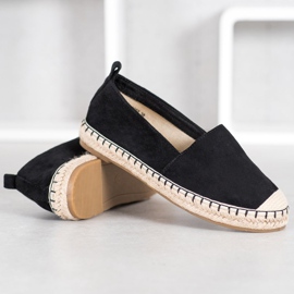 Anesia Paris Espadrilles confortables en daim le noir 3