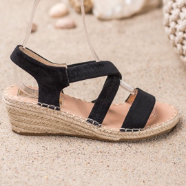 Renda Sandales Espadrilles en Daim le noir 1