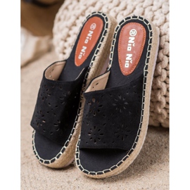 Nio Nio Pantoufles Sur Une Plate-Forme De Paille noir 2