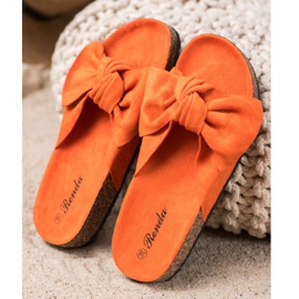 Renda Pantoufles confortables avec un nœud orange 2