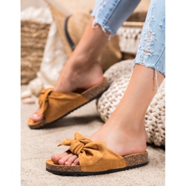 Renda Pantoufles confortables avec un nœud brun 2