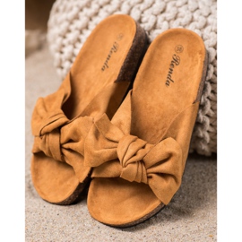 Renda Pantoufles confortables avec un nœud brun 1