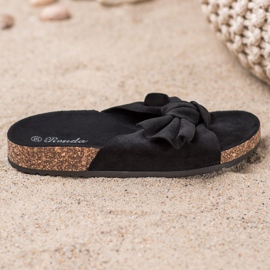 Renda Pantoufles confortables avec un nœud le noir 4