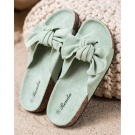 Renda Pantoufles confortables avec un nœud vert 3