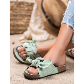 Renda Pantoufles confortables avec un nœud vert 1