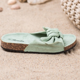 Renda Pantoufles confortables avec un nœud vert 2
