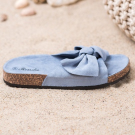 Renda Pantoufles confortables avec un nœud bleu 3