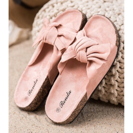 Renda Pantoufles confortables avec un nœud rose 4