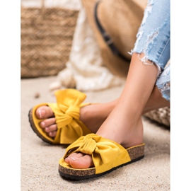Renda Pantoufles confortables avec un nœud jaune 2