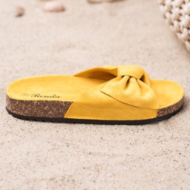 Renda Pantoufles confortables avec un nœud jaune 3