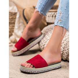 Renda Pantoufles Sur La Plateforme rouge 1