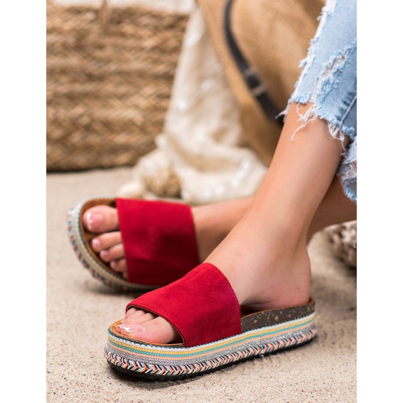 Renda Pantoufles Sur La Plateforme rouge 2