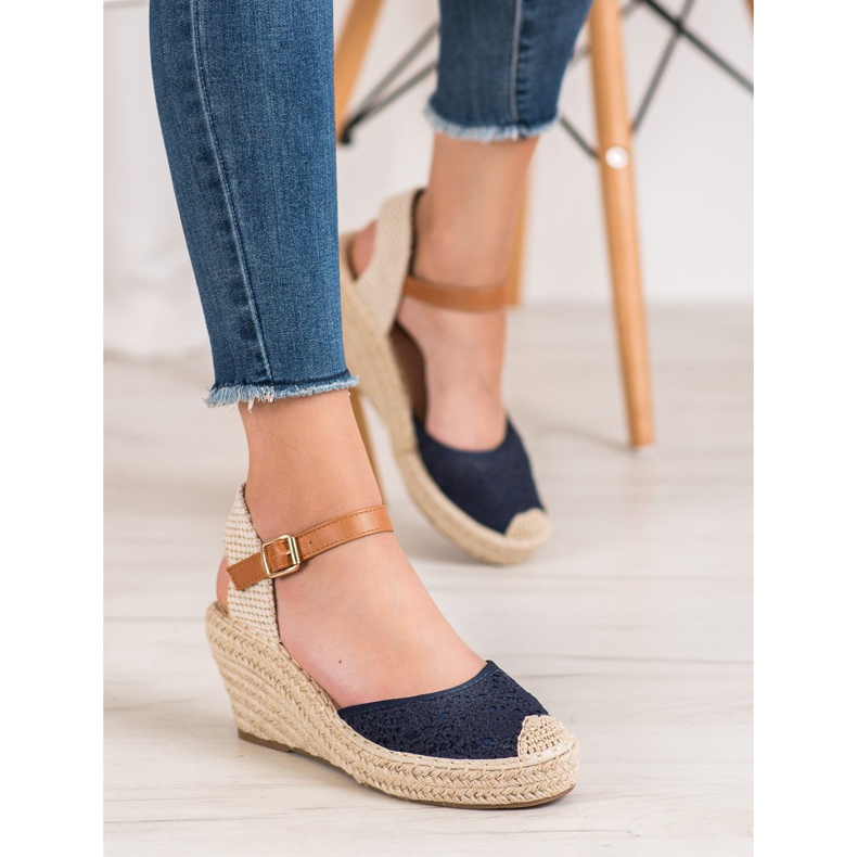 Renda Espadrilles Avec Boucle bleu 1
