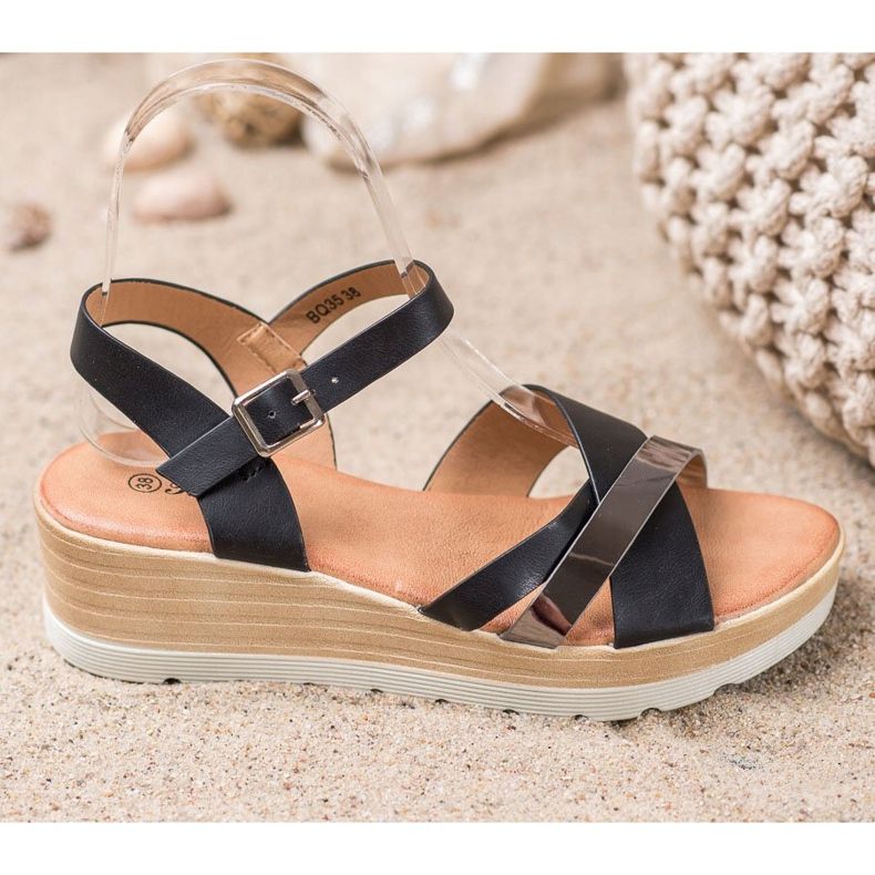 Renda Sandales compensées noir 1