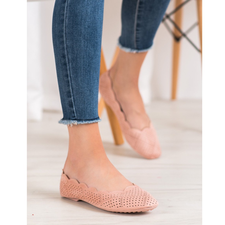 Small Swan Ballerines ajourées rose 2