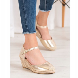 Small Swan Espadrilles Compensées d'or 4