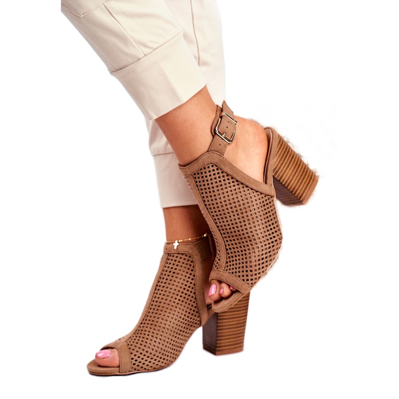 Bellucci Bottes Ajourées Femme Peep Toe Beige Paradise 2