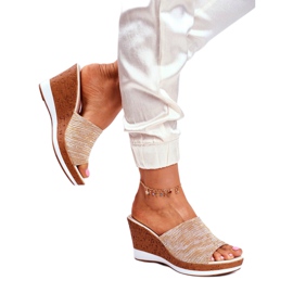 Chaussons Femme Sur Compensée Sergio Leone Beige SK320 doré 2