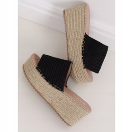 Espadrilles noires sur le compensé LL909 Noir le noir 1