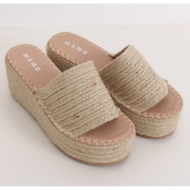 Chaussons compensés espadrilles beiges LL909 Beige 1 Chaussons compensés espadrilles beiges LL909 Beige 1