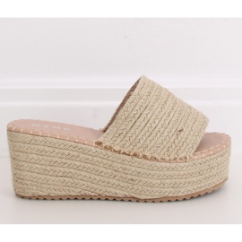 Chaussons compensés espadrilles beiges LL909 Beige 2 Chaussons compensés espadrilles beiges LL909 Beige 2