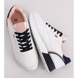 Chaussures de sport femme blanches BK938 BLANC / MARINE bleu marin 1